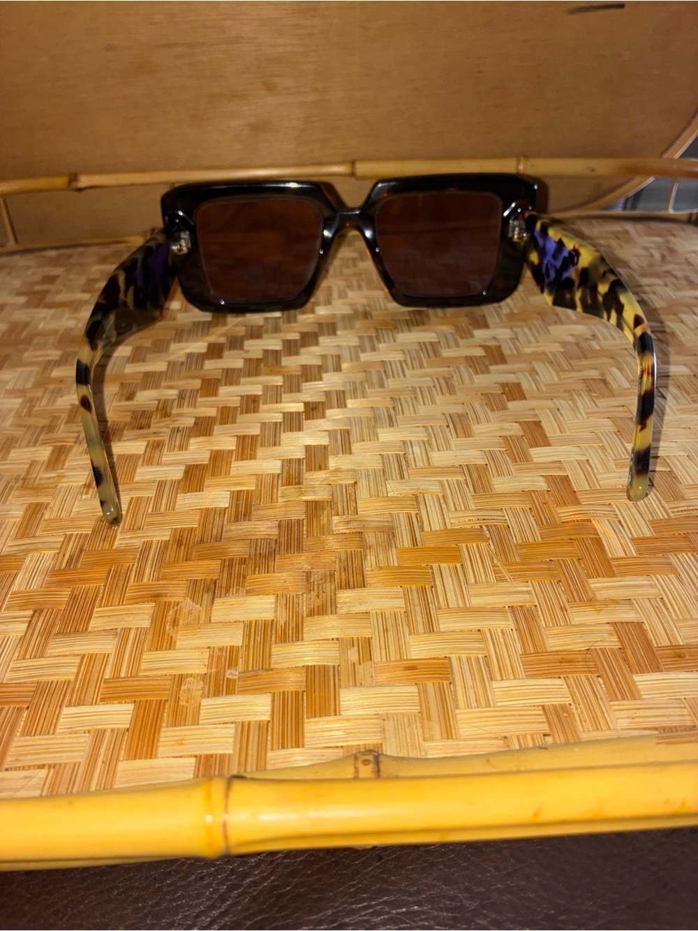 Prada Tortoiseshell Square Frame Sunglasses - Black Lenses - Picture 4 of 5